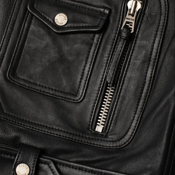 MASTER SUPPY CO. BLACK LEATHER MOTORCYCLE JACKET - BELVEDERE XS - Picture 11 of 16